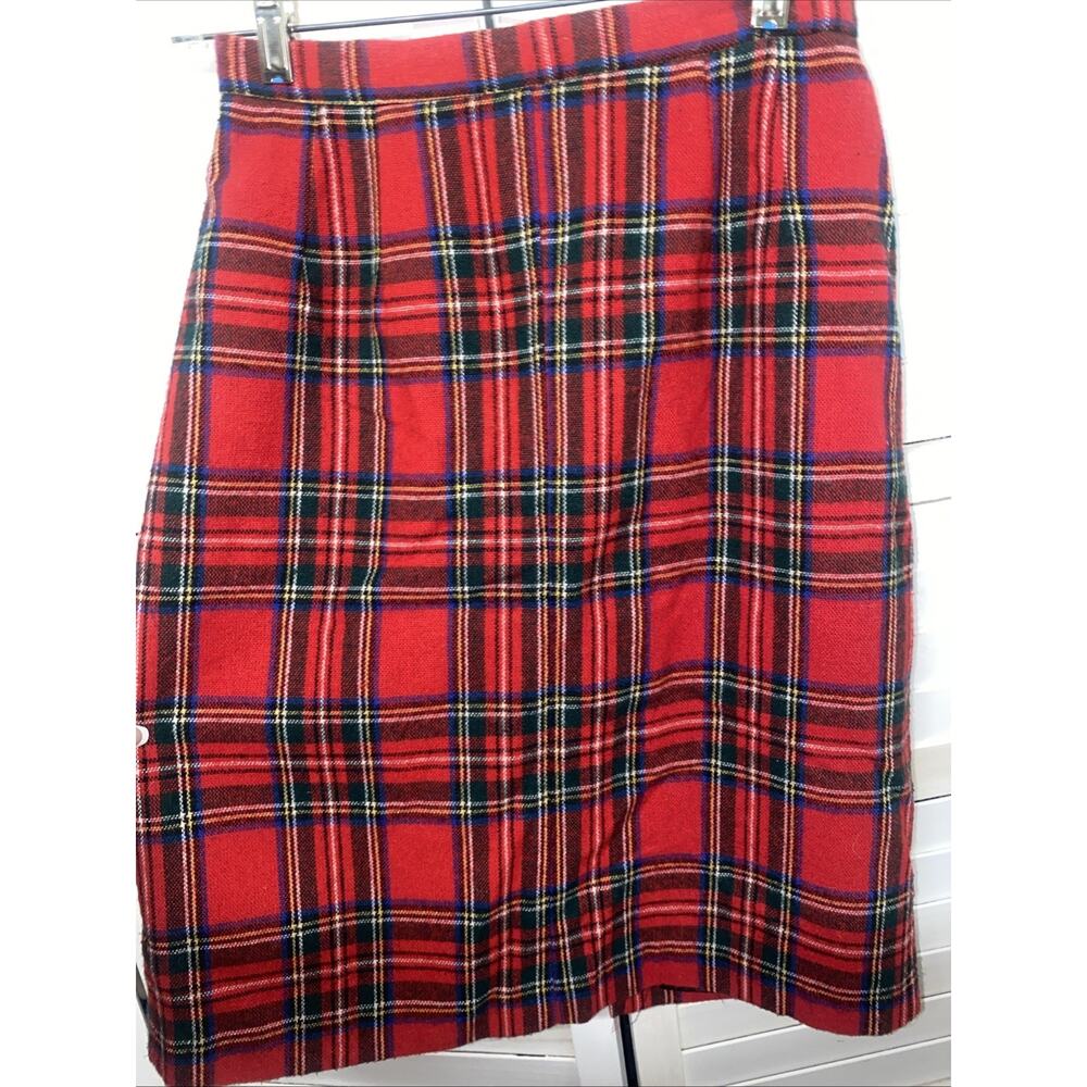 VTG Michele Skirt Women’s Red Plaid Wool Blend Lined Preppy USA Union Sz 8 Med - Picture 2 of 7